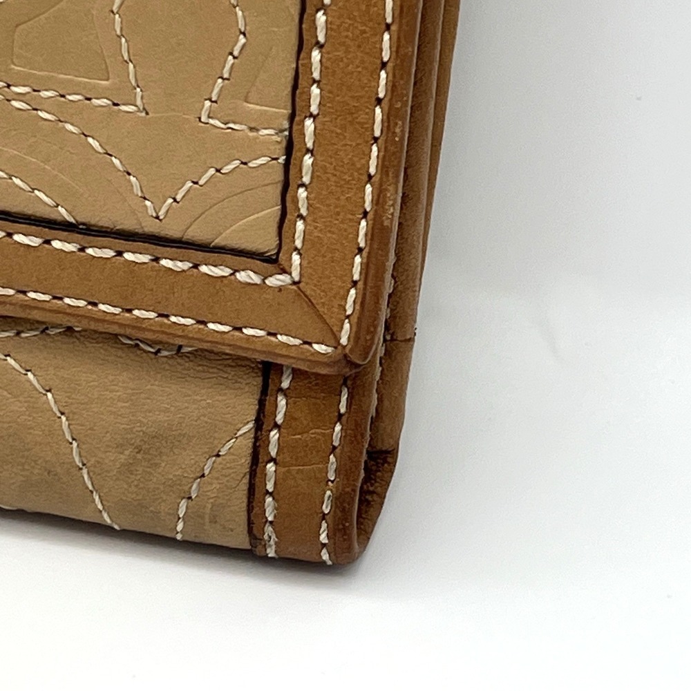 Coach Signature Logo Embossed Leather Tri Fold Stitched Wallet License Window - Picture 9 of 16